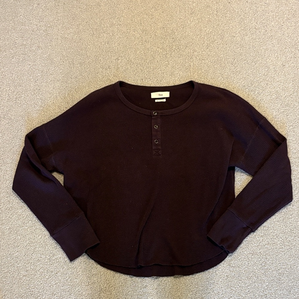 TNA Deep Purple Buttoned Henley